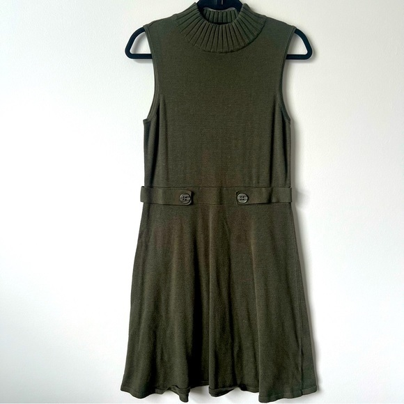 New York & Company Dresses & Skirts - New York & Company Turtle Neck Green Knit Sweater Sleeveless Dress